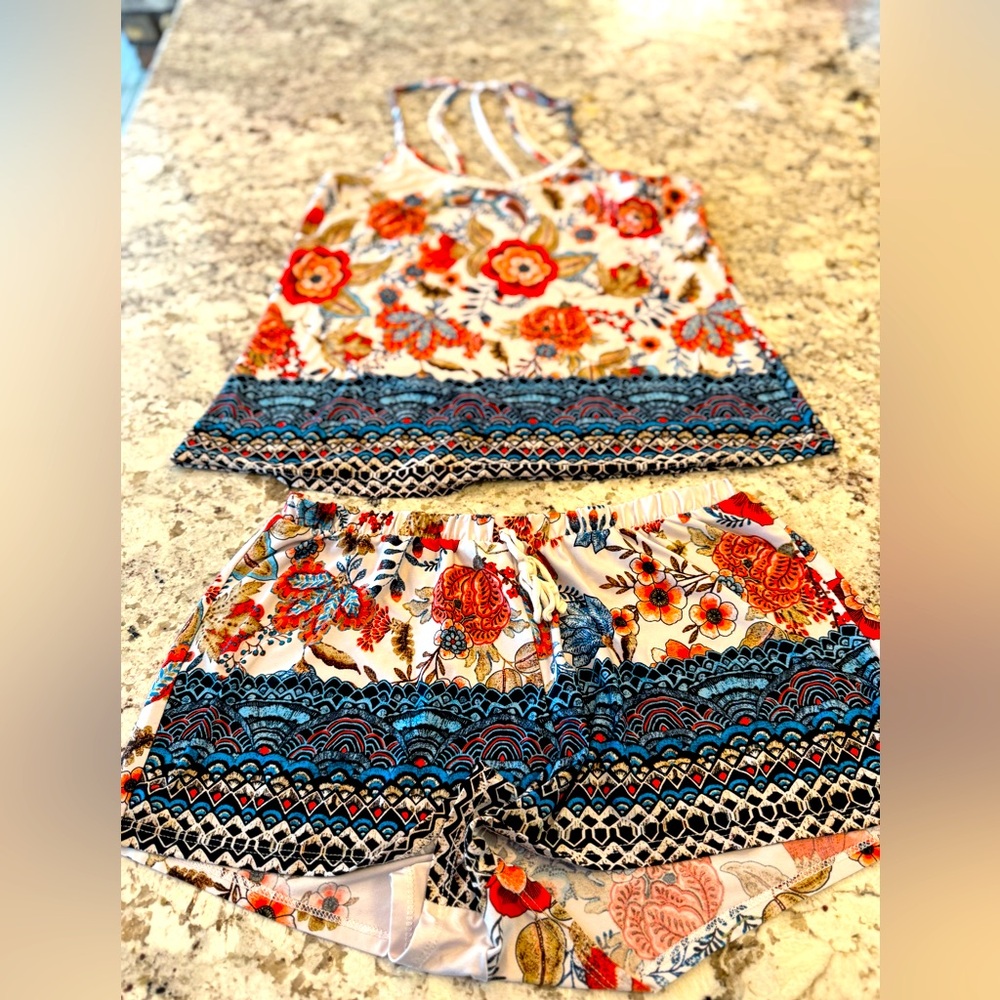 Vibrant Red and Orange Pajama Set for Cozy Nights